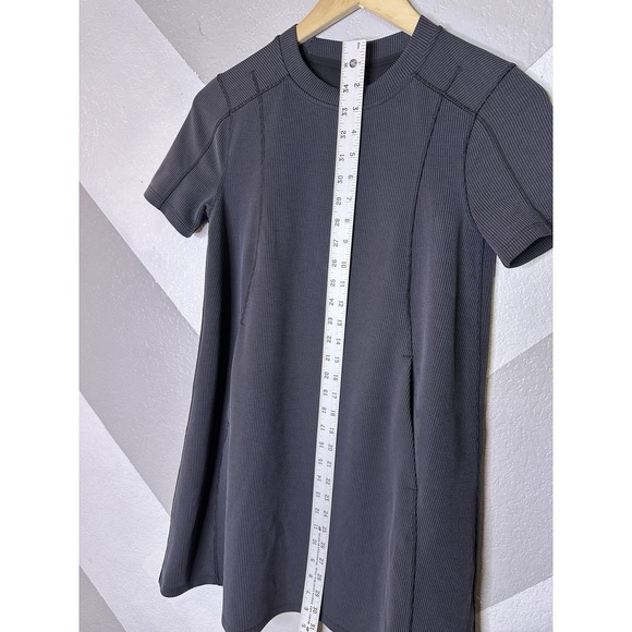 Lululemon Ribbed Softstreme T-Shirt Dress Black Short Sleeve Size 0 - MSRP $99 - Picture 8 of 11